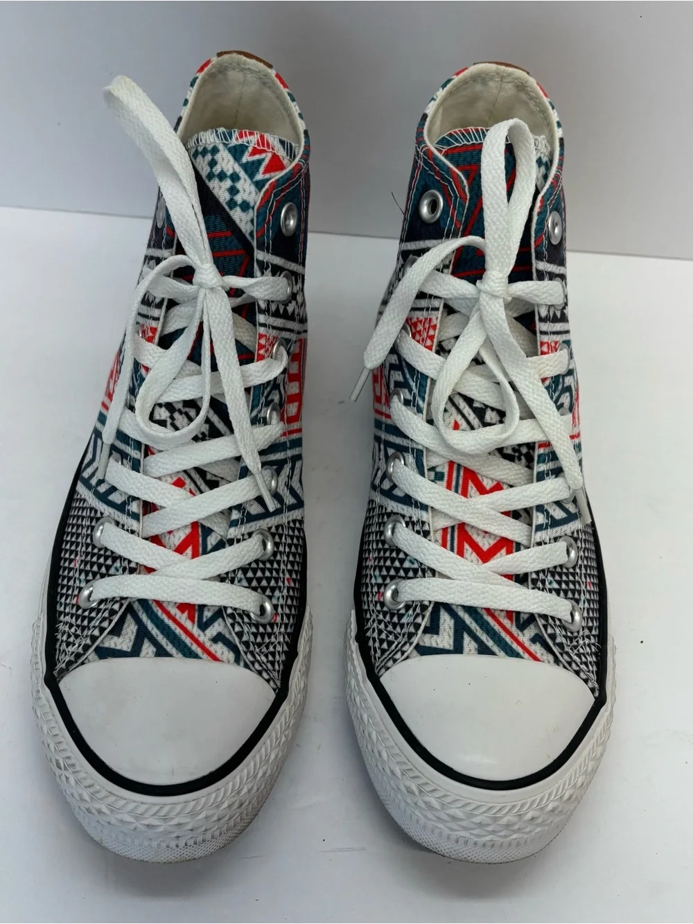 Converse Shoes M 6/W 8 Tribal Chevron Leather Chuck High Top Festival Geometric
